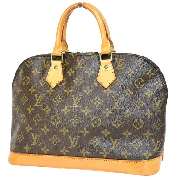 LOUIS VUITTON LV Logo Alma Hand Bag Monogram Leather Brown France - Picture 15 of 16